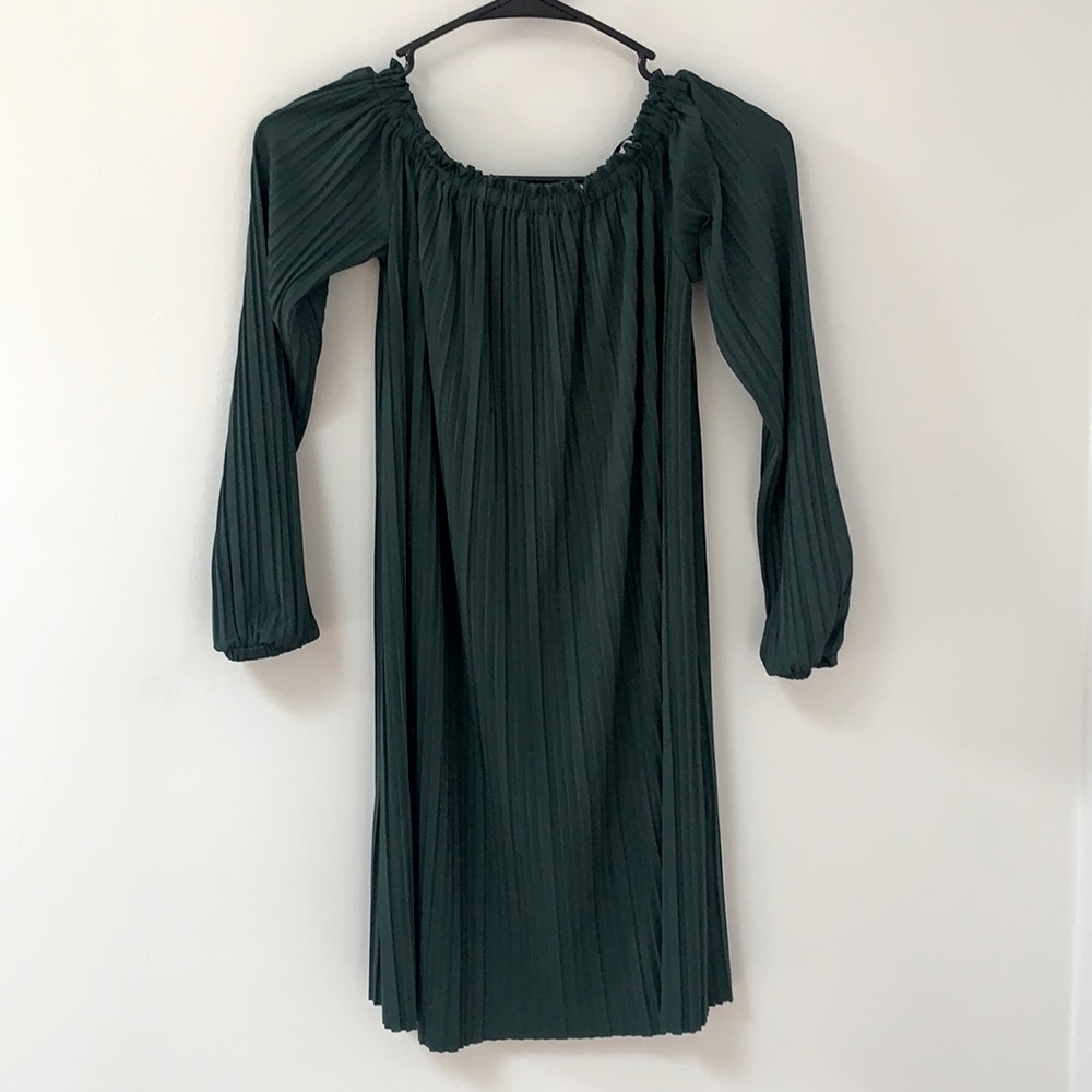 I Heart Clothing Off Shoulder Mini Pleated Dress